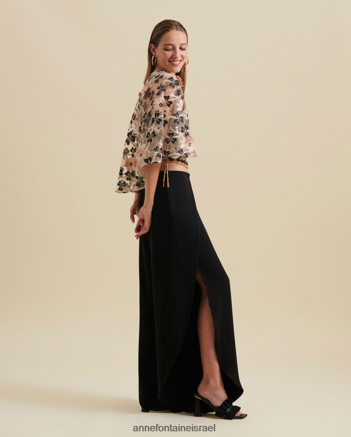 הַלבָּשָׁה Anne Fontaine Lafitenia cape 3d toper כתף פִּרחִי נשים DL8V8L459