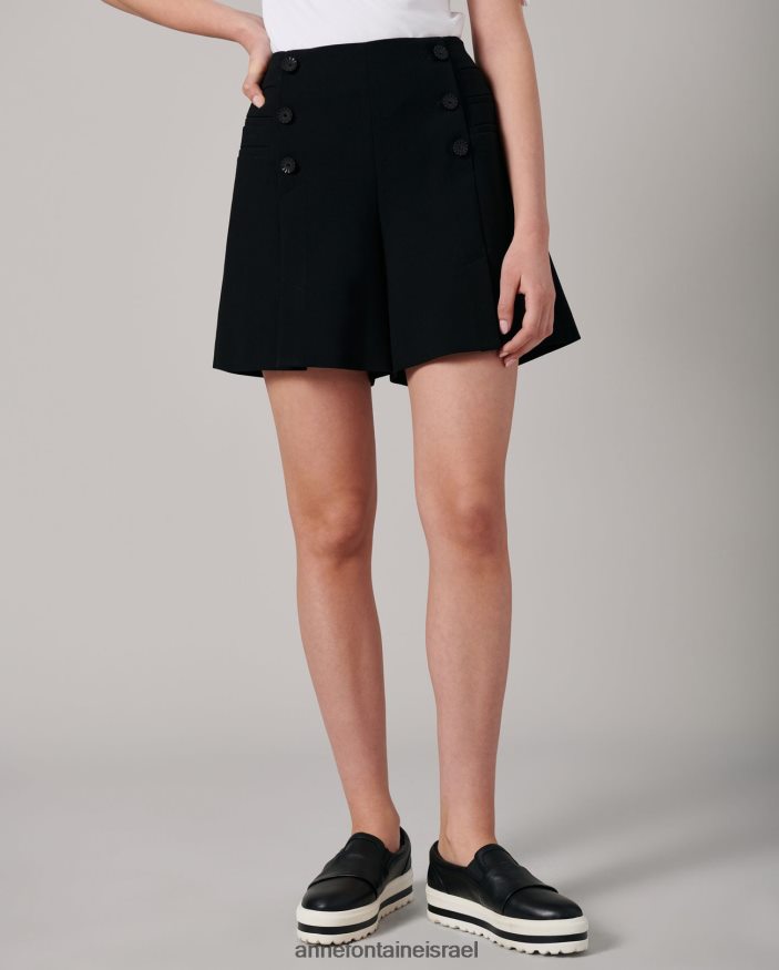 הַלבָּשָׁה Anne Fontaine מכנסיים קצרים בהשראה צבאית של Lynn עם כפתורים דקורטיביים שָׁחוֹר נשים DL8V8L346