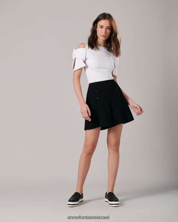 הַלבָּשָׁה Anne Fontaine מכנסיים קצרים בהשראה צבאית של Lynn עם כפתורים דקורטיביים שָׁחוֹר נשים DL8V8L346