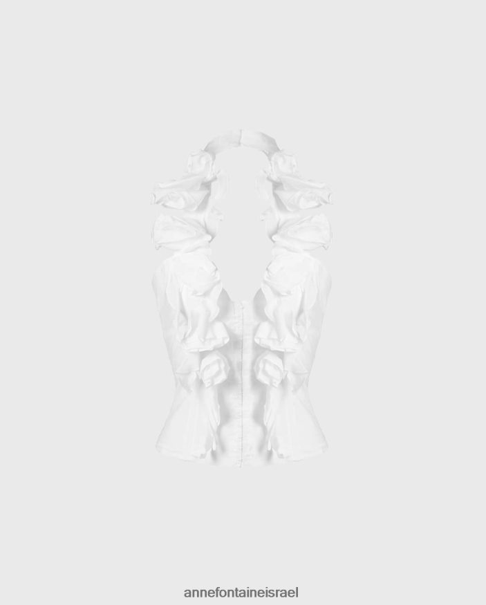 הַלבָּשָׁה Anne Fontaine חולצת פאהלה בסגנון חולצה ללא שרוולים עם צווארון V לבן נשים DL8V8L193