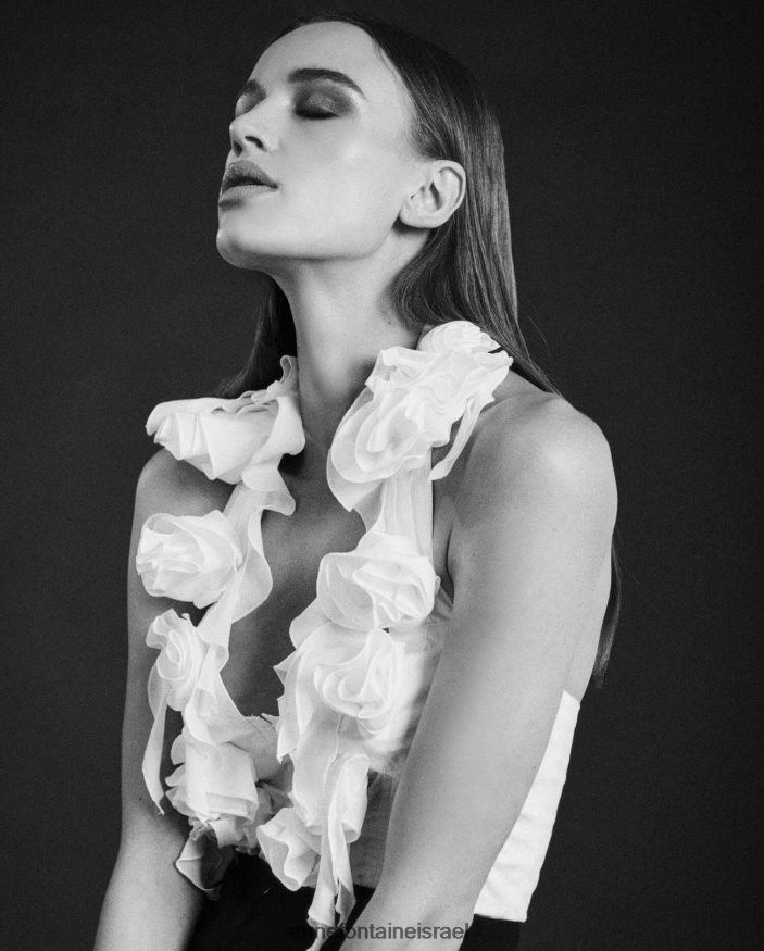 הַלבָּשָׁה Anne Fontaine חולצת פאהלה בסגנון חולצה ללא שרוולים עם צווארון V לבן נשים DL8V8L193