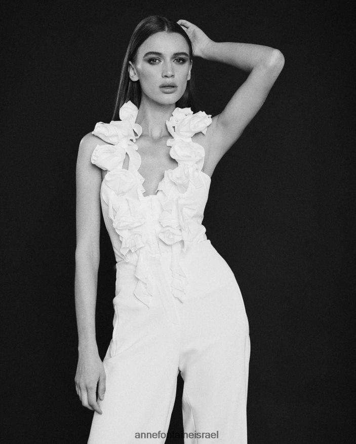 הַלבָּשָׁה Anne Fontaine חולצת פאהלה בסגנון חולצה ללא שרוולים עם צווארון V לבן נשים DL8V8L193