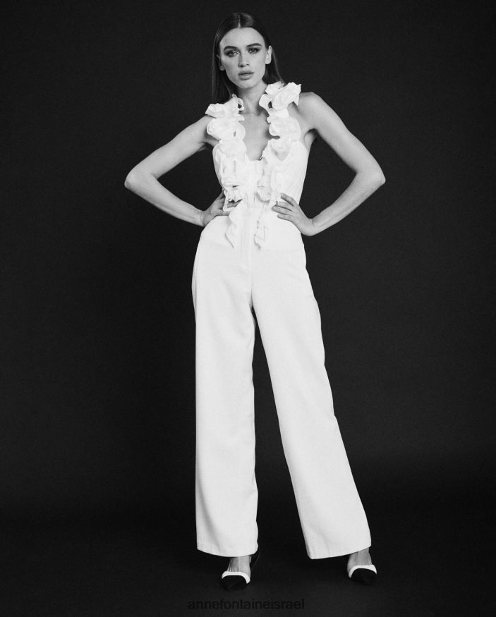 הַלבָּשָׁה Anne Fontaine חולצת פאהלה בסגנון חולצה ללא שרוולים עם צווארון V לבן נשים DL8V8L193