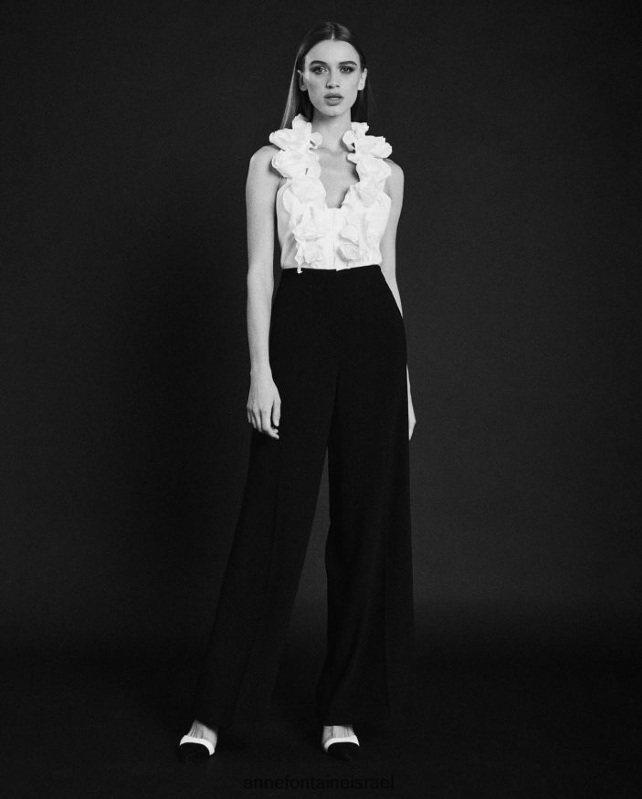הַלבָּשָׁה Anne Fontaine חולצת פאהלה בסגנון חולצה ללא שרוולים עם צווארון V לבן נשים DL8V8L193