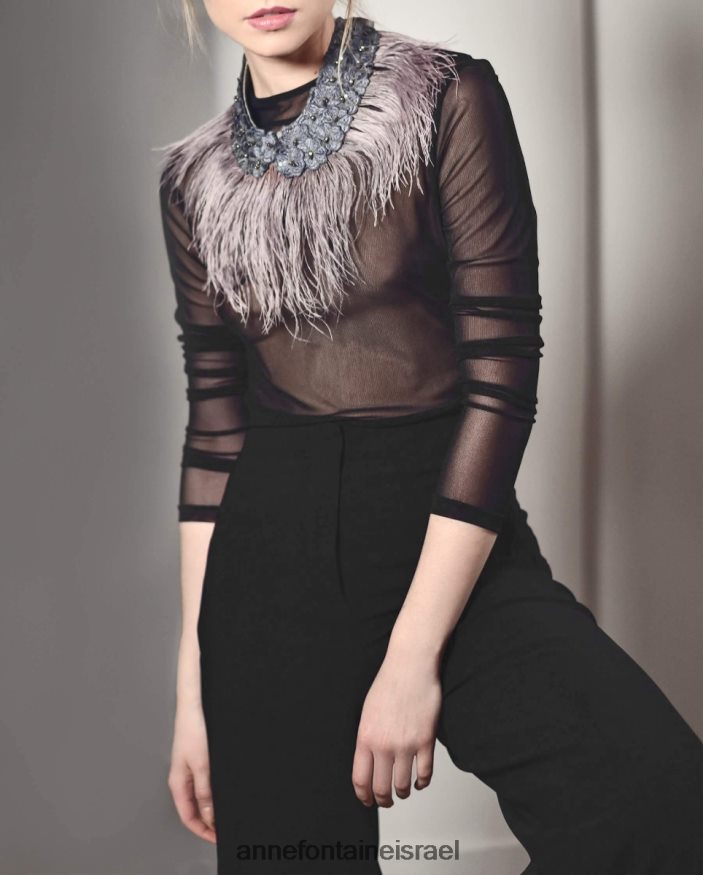 אביזרים Anne Fontaine al collar צווארון נוצות יען אפור נשים DL8V8L525