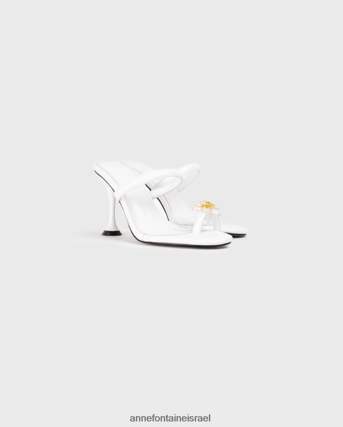 נעליים Anne Fontaine סנדל עקב aznar עם טבעת אצבע פרחונית לבן נשים DL8V8L23