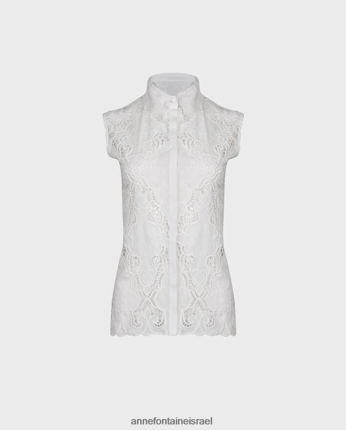 הַלבָּשָׁה Anne Fontaine חולצת baie חולצה ללא שרוולים לבן נשים DL8V8L126