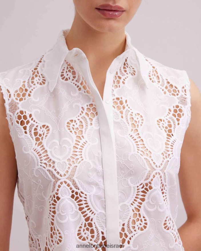 הַלבָּשָׁה Anne Fontaine חולצת baie חולצה ללא שרוולים לבן נשים DL8V8L126