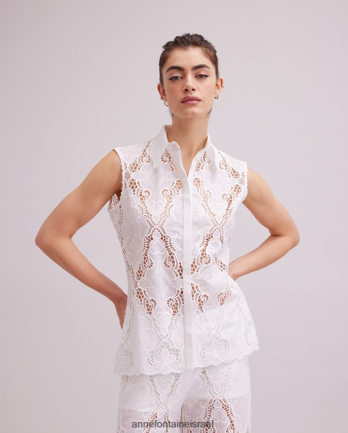 הַלבָּשָׁה Anne Fontaine חולצת baie חולצה ללא שרוולים לבן נשים DL8V8L126