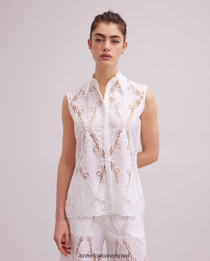 הַלבָּשָׁה Anne Fontaine חולצת baie חולצה ללא שרוולים לבן נשים DL8V8L126