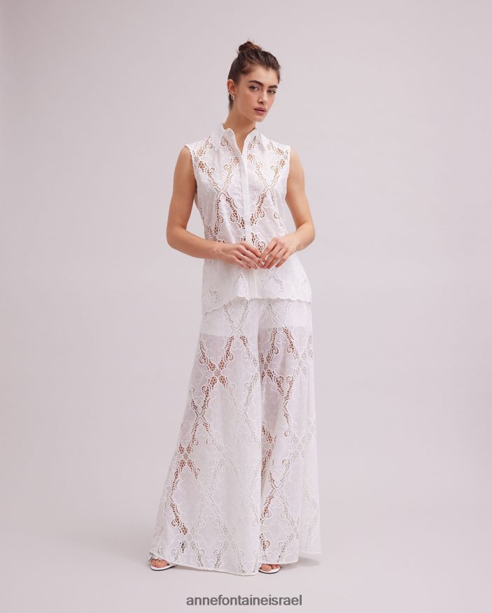 הַלבָּשָׁה Anne Fontaine חולצת baie חולצה ללא שרוולים לבן נשים DL8V8L126