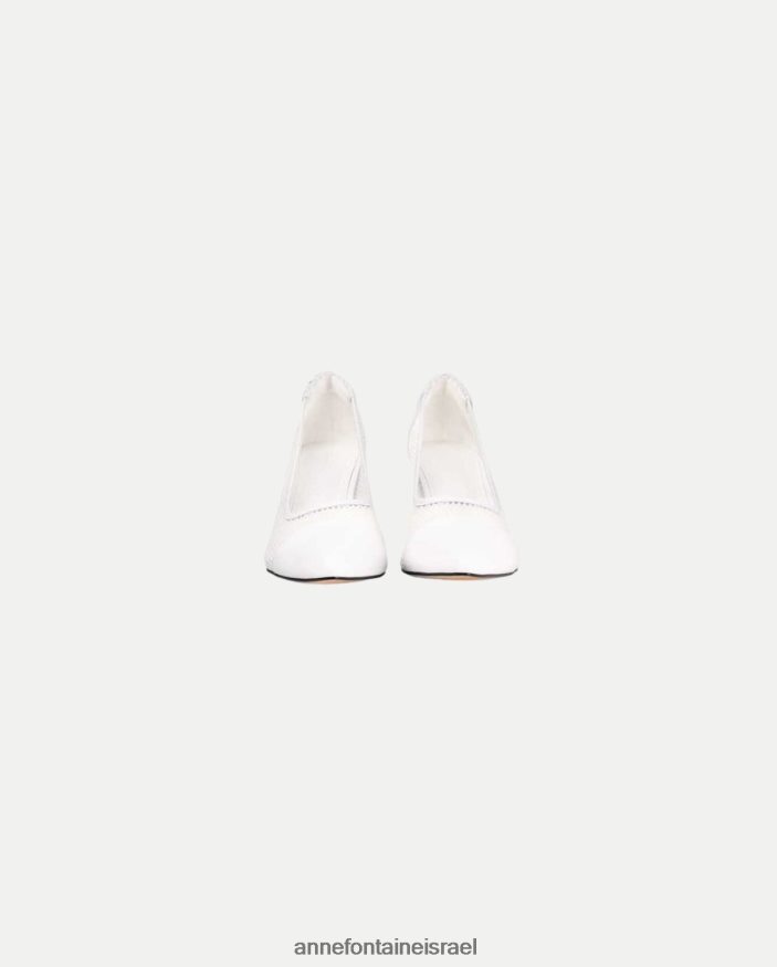 נעליים Anne Fontaine משאבת עור עקב basilia עם גוף רשת ופרחים נשלפים לבן נשים DL8V8L53