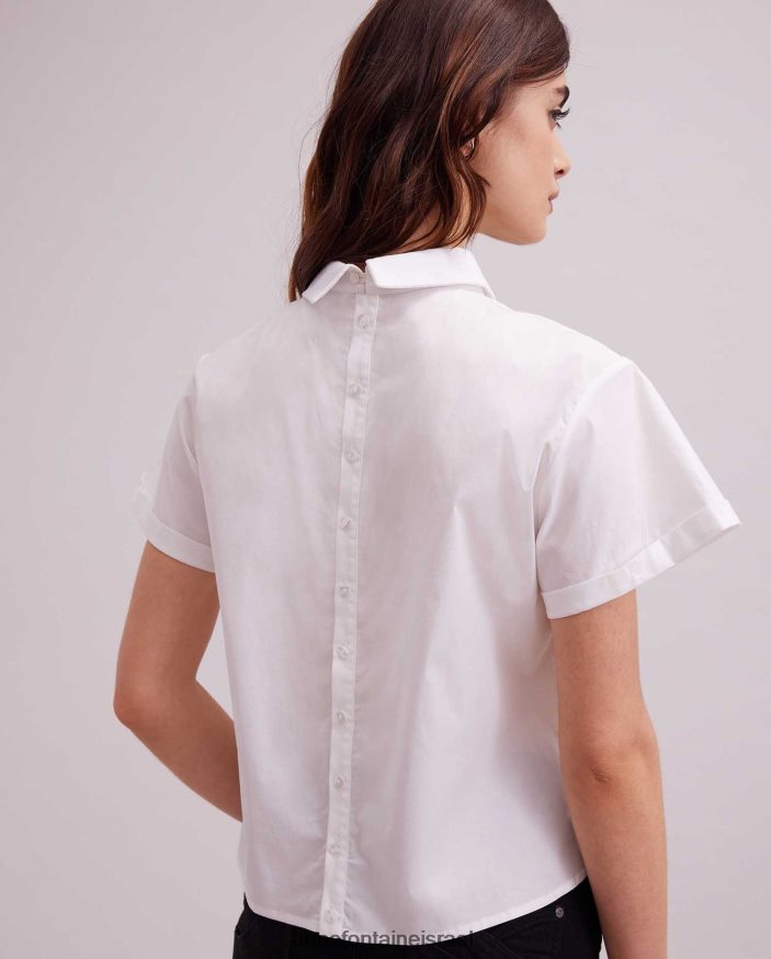 הַלבָּשָׁה Anne Fontaine חולצת bastide עם שרוולים קצרים עם צווארון נקודתי לבן נשים DL8V8L125