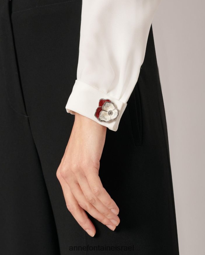 אביזרים Anne Fontaine חפתים batya חפתים בצורת פרח בדובדבן ו לבן נשים DL8V8L567