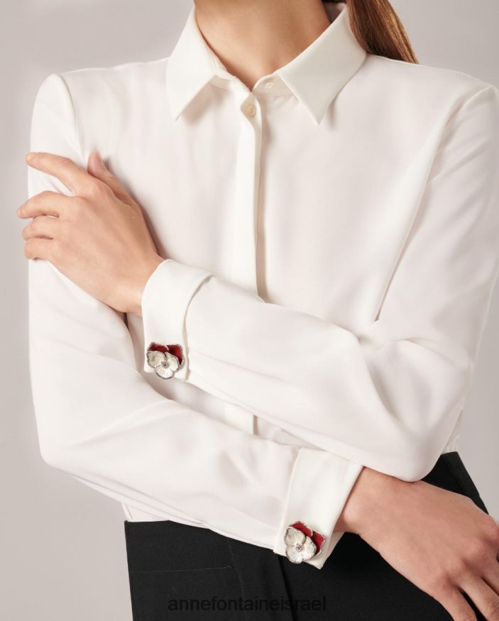 אביזרים Anne Fontaine חפתים batya חפתים בצורת פרח בדובדבן ו לבן נשים DL8V8L567