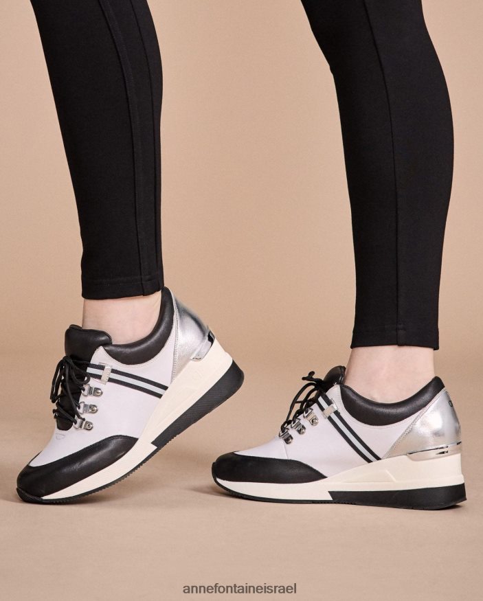 נעליים Anne Fontaine נעלי ספורט bill-bw לפלטפורמה עם שרוכים מסורתיים מלפנים לבן שחור נשים DL8V8L4