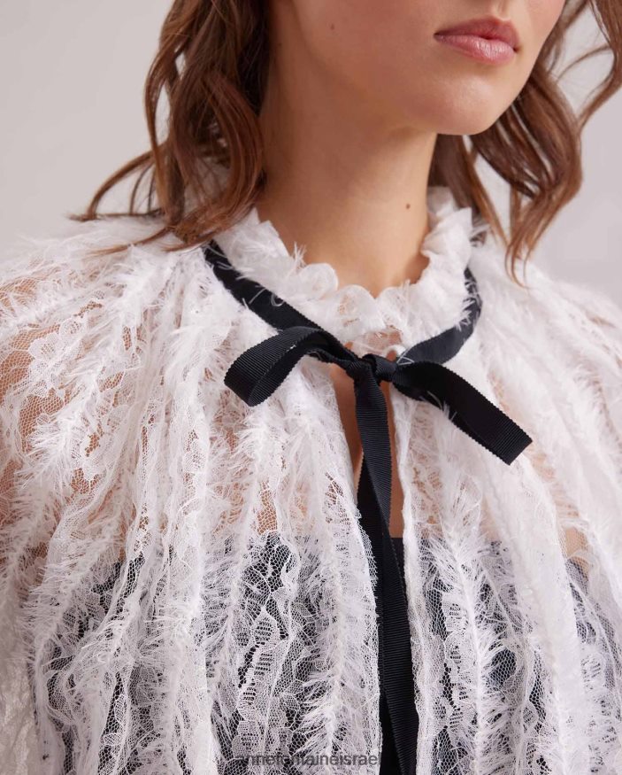 אביזרים Anne Fontaine שכמיית bovary שכמיית תחרה שקופה עם עיטור ריסים לבן נשים DL8V8L504