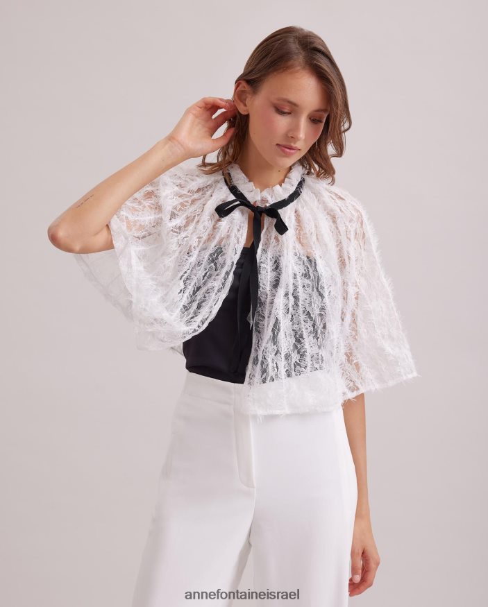 אביזרים Anne Fontaine שכמיית bovary שכמיית תחרה שקופה עם עיטור ריסים לבן נשים DL8V8L504