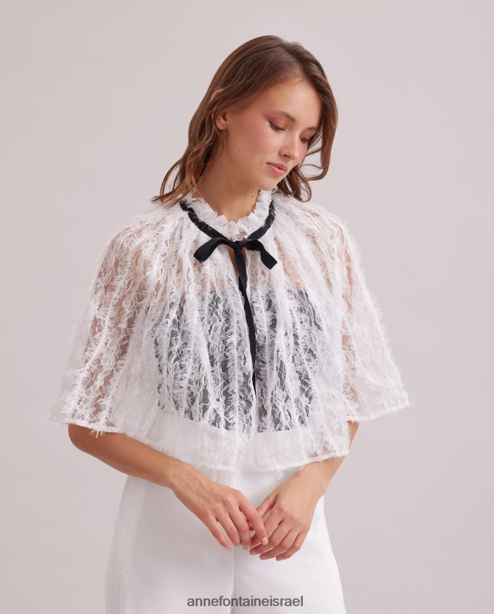 אביזרים Anne Fontaine שכמיית bovary שכמיית תחרה שקופה עם עיטור ריסים לבן נשים DL8V8L504