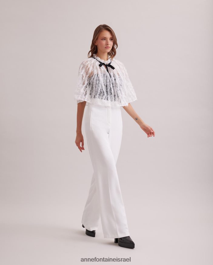 אביזרים Anne Fontaine שכמיית bovary שכמיית תחרה שקופה עם עיטור ריסים לבן נשים DL8V8L504