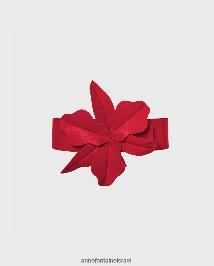 אביזרים Anne Fontaine חגורת carrie tiff חגורת עור רחבה עם פרח גדול מדי אָדוֹם נשים DL8V8L641