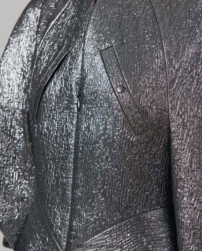 הַלבָּשָׁה Anne Fontaine ז'קט מתכתי אקדח עם מרקם של celesta Jacquard אפור נשים DL8V8L440