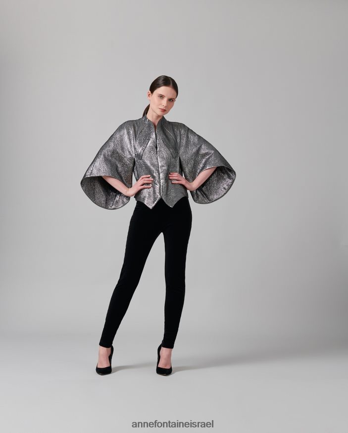 הַלבָּשָׁה Anne Fontaine ז'קט מתכתי אקדח עם מרקם של celesta Jacquard אפור נשים DL8V8L440