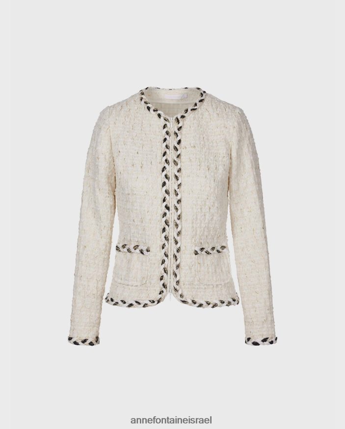 הַלבָּשָׁה Anne Fontaine ז'קט chelsea off quilted טוויד עם פרט קלוע לבן נשים DL8V8L412