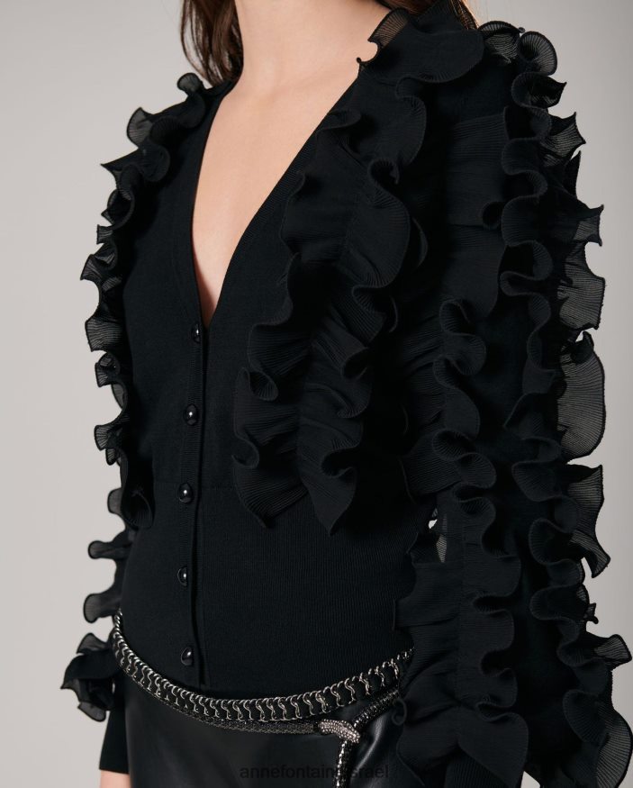 הַלבָּשָׁה Anne Fontaine קרדיגן ciline עם שרוולים ארוכים שָׁחוֹר נשים DL8V8L482