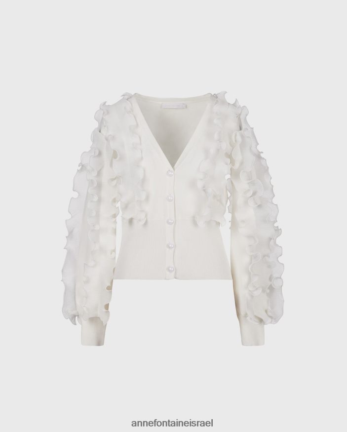 הַלבָּשָׁה Anne Fontaine קרדיגן ciline עם שרוולים ארוכים קרדיגן מכוסה סלסולים לבן נשים DL8V8L488