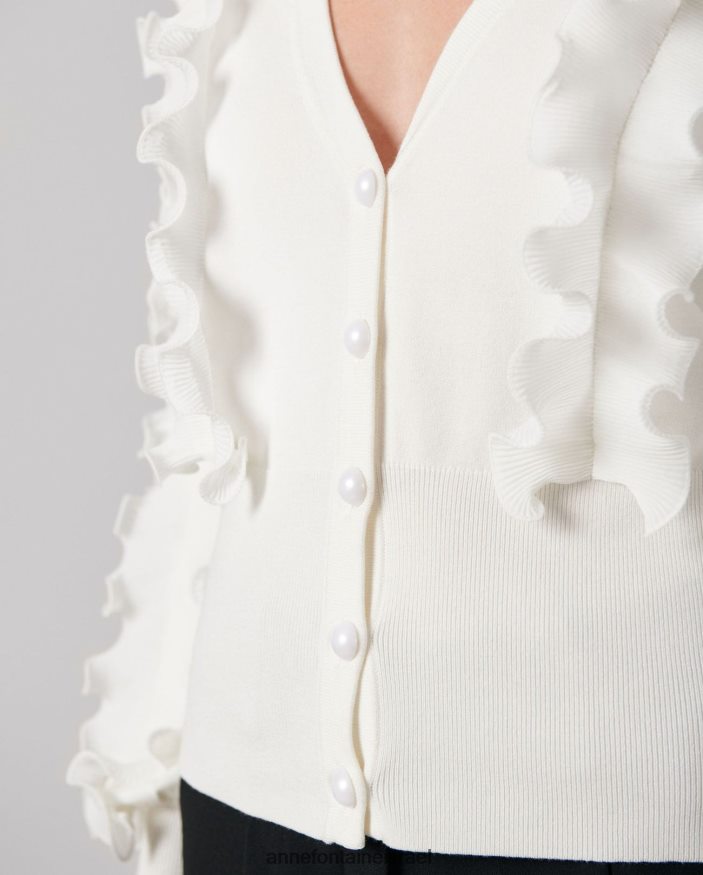 הַלבָּשָׁה Anne Fontaine קרדיגן ciline עם שרוולים ארוכים קרדיגן מכוסה סלסולים לבן נשים DL8V8L488
