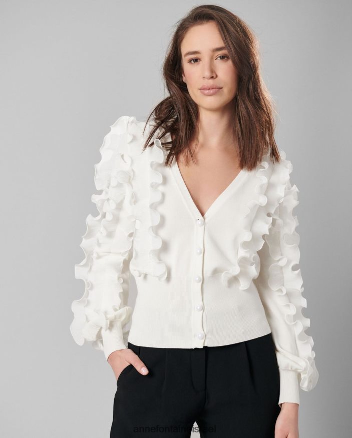 הַלבָּשָׁה Anne Fontaine קרדיגן ciline עם שרוולים ארוכים קרדיגן מכוסה סלסולים לבן נשים DL8V8L488