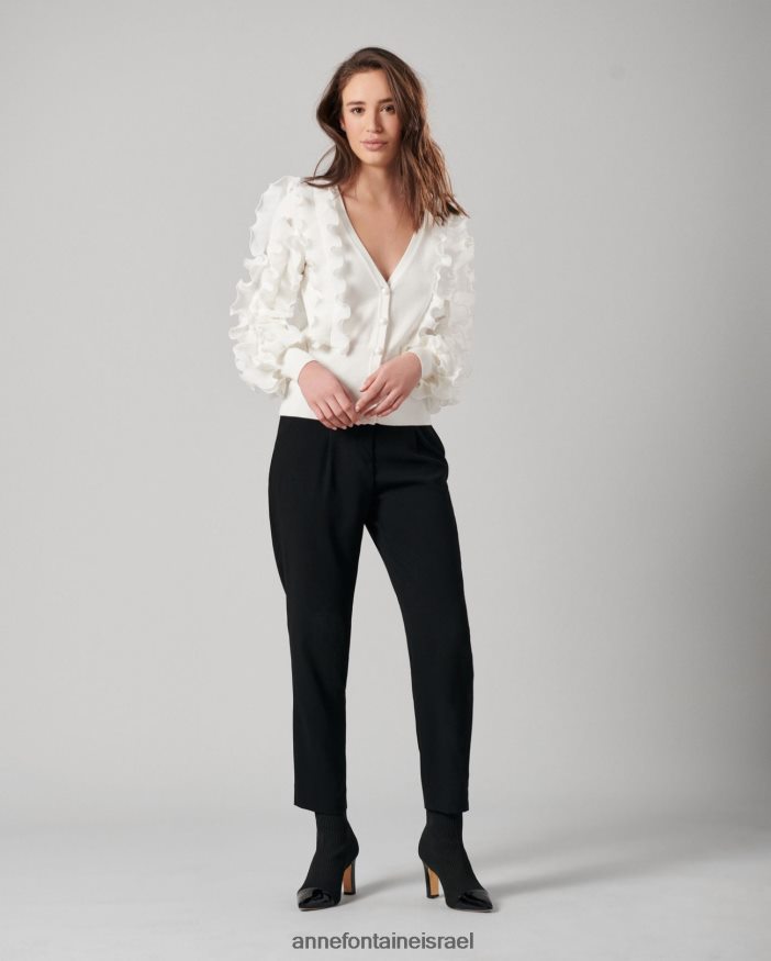 הַלבָּשָׁה Anne Fontaine קרדיגן ciline עם שרוולים ארוכים קרדיגן מכוסה סלסולים לבן נשים DL8V8L488