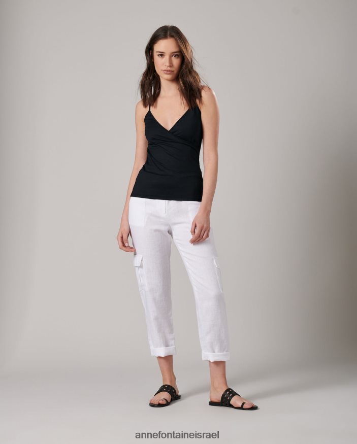 הַלבָּשָׁה Anne Fontaine קמזול של cina רצועה דקה קמזול נמתח עם צווארון V שָׁחוֹר נשים DL8V8L308