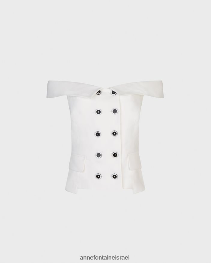 הַלבָּשָׁה Anne Fontaine חזיית cleya מכתף כפולה עם כפתורים לבן שחור נשים DL8V8L458