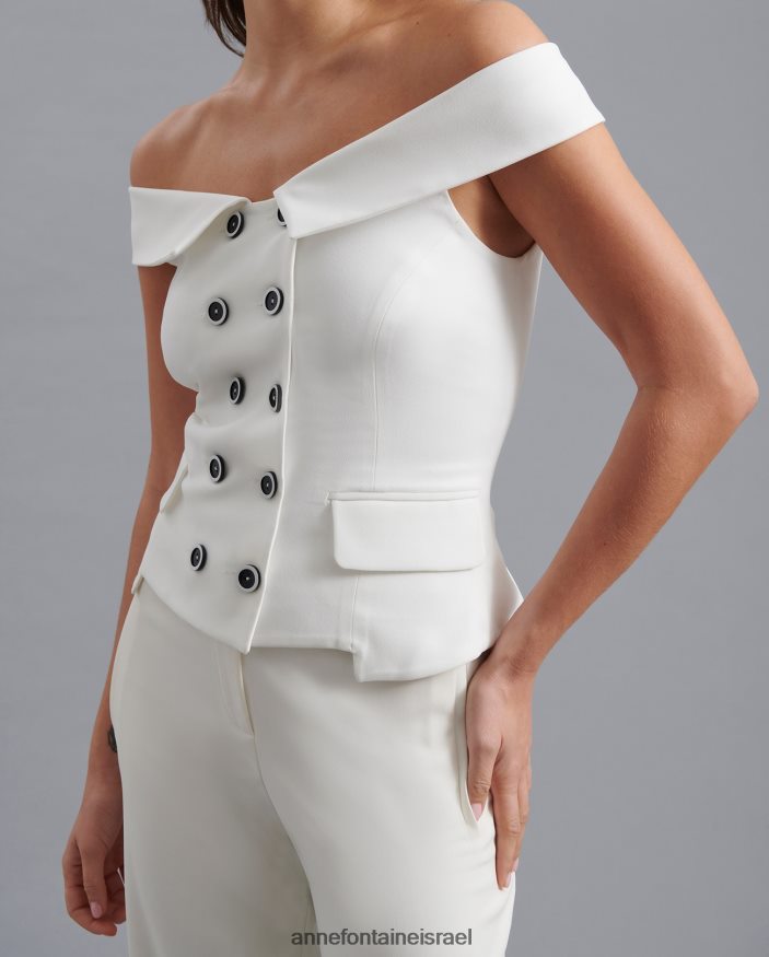 הַלבָּשָׁה Anne Fontaine חזיית cleya מכתף כפולה עם כפתורים לבן שחור נשים DL8V8L458