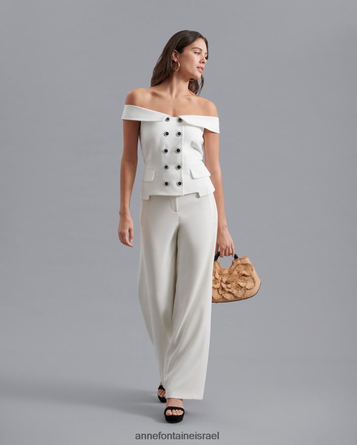 הַלבָּשָׁה Anne Fontaine חזיית cleya מכתף כפולה עם כפתורים לבן שחור נשים DL8V8L458