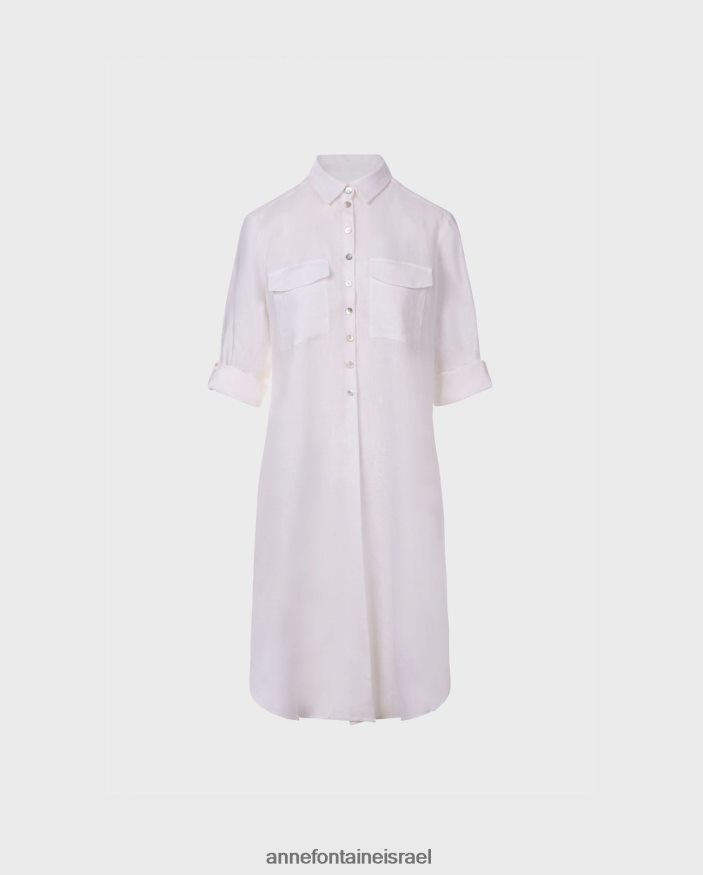 הַלבָּשָׁה Anne Fontaine חולצת comete חולצה באורך טוניקה עם כפתורי אם הפנינה לבן נשים DL8V8L247