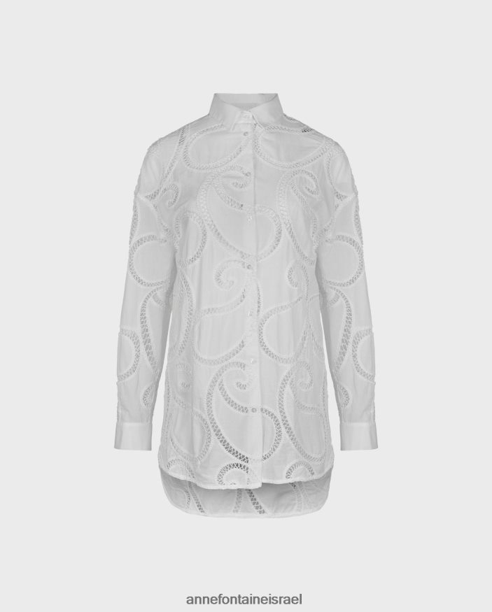 הַלבָּשָׁה Anne Fontaine חולצת couleur חולצת טוניקה בעיצוב עילית פייזלי לבן נשים DL8V8L147