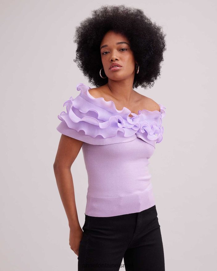 הַלבָּשָׁה Anne Fontaine dessin עליון לבנדר מעל הכתף עם עיטור סלסולים עם מיקרו קפלים פרמה נשים DL8V8L257