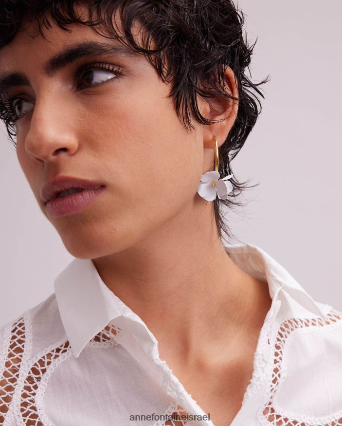 אביזרים Anne Fontaine עגילי egea ועגילי פרחים זהב לבן נשים DL8V8L580