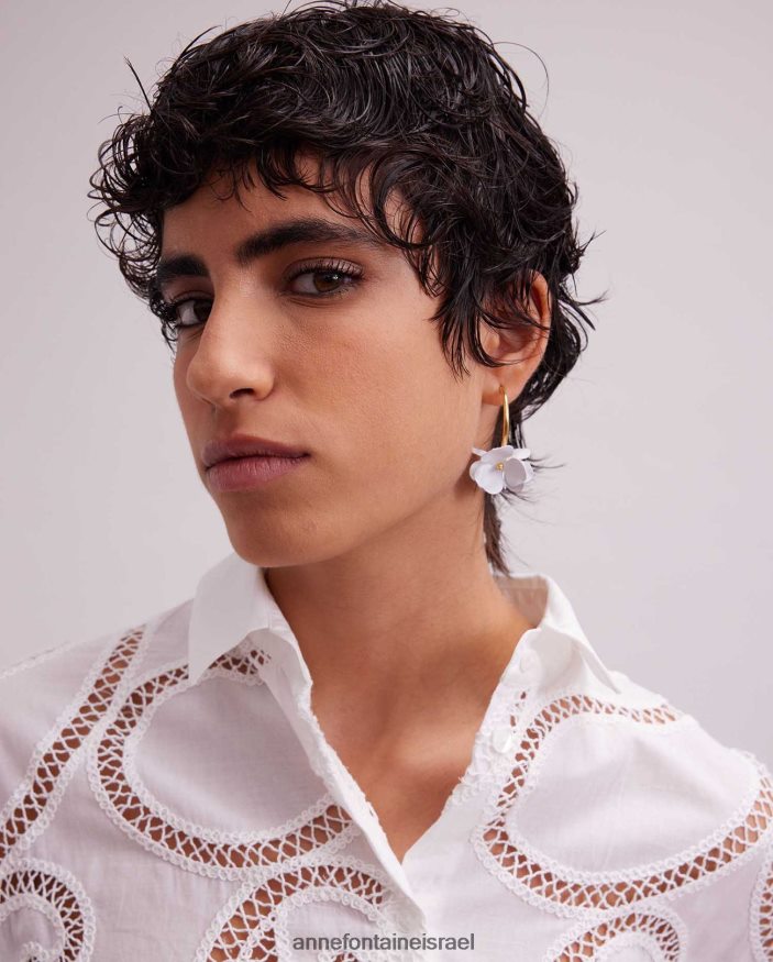 אביזרים Anne Fontaine עגילי egea ועגילי פרחים זהב לבן נשים DL8V8L580