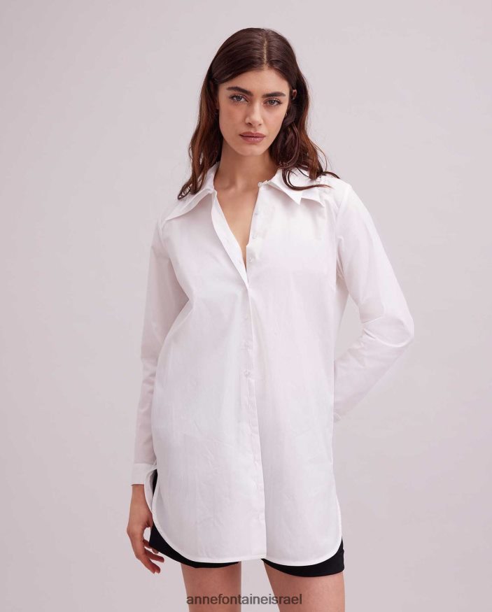 הַלבָּשָׁה Anne Fontaine חולצת eilen חולצת טוניקה עם גב תחרה שקופה לבן נשים DL8V8L240