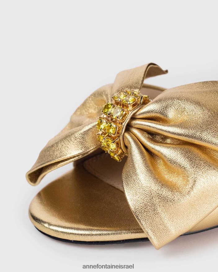 נעליים Anne Fontaine עקב elegie עקב אצבע פתוחה עם קשת קריסטל ורצועת קרסול זהב נשים DL8V8L50
