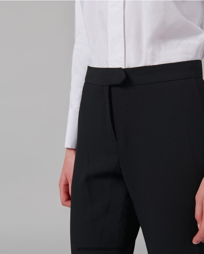 הַלבָּשָׁה Anne Fontaine מכנסיים קרפ מכנסיים באורך קרסול מסוג falasca שָׁחוֹר נשים DL8V8L360