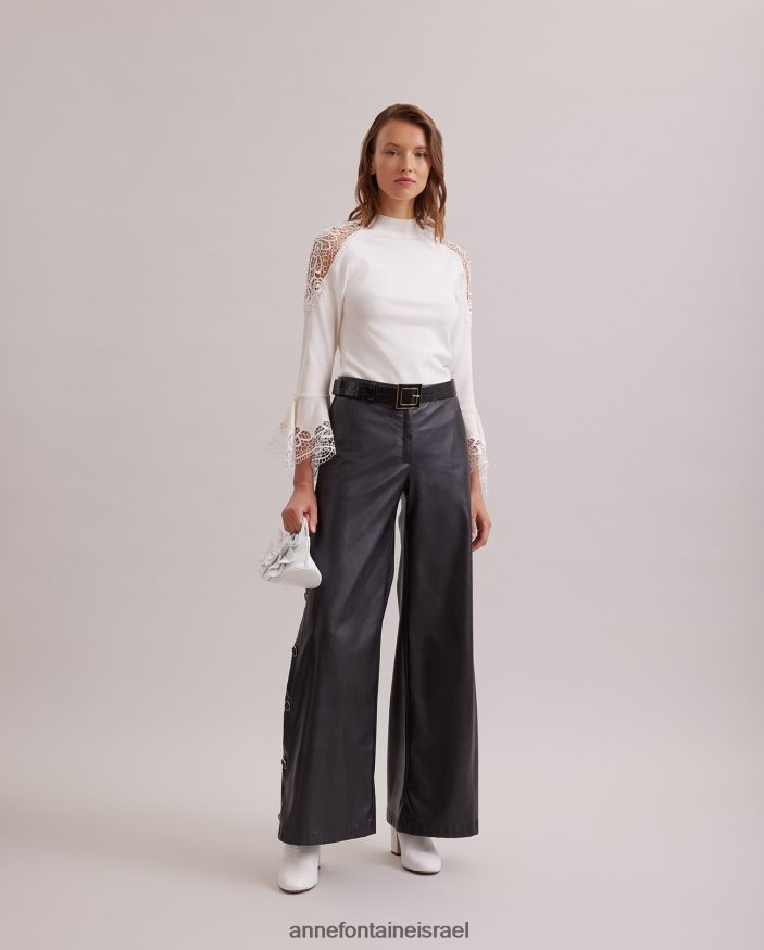 הַלבָּשָׁה Anne Fontaine סוודר סוודר fozia עם פרטי תחרה פרחוניים נשפכים ירח לבן נשים DL8V8L475