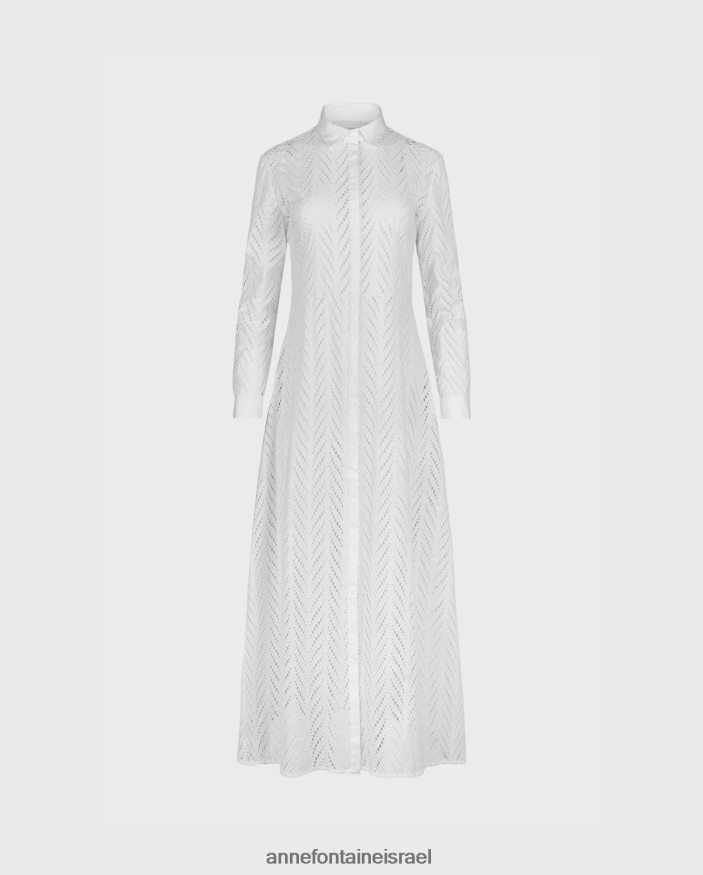 הַלבָּשָׁה Anne Fontaine שמלת gascogne שמלת חולצה רקומה עם שרוולים ארוכים לבן נשים DL8V8L82