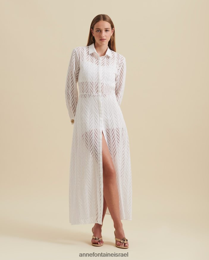 הַלבָּשָׁה Anne Fontaine שמלת gascogne שמלת חולצה רקומה עם שרוולים ארוכים לבן נשים DL8V8L82