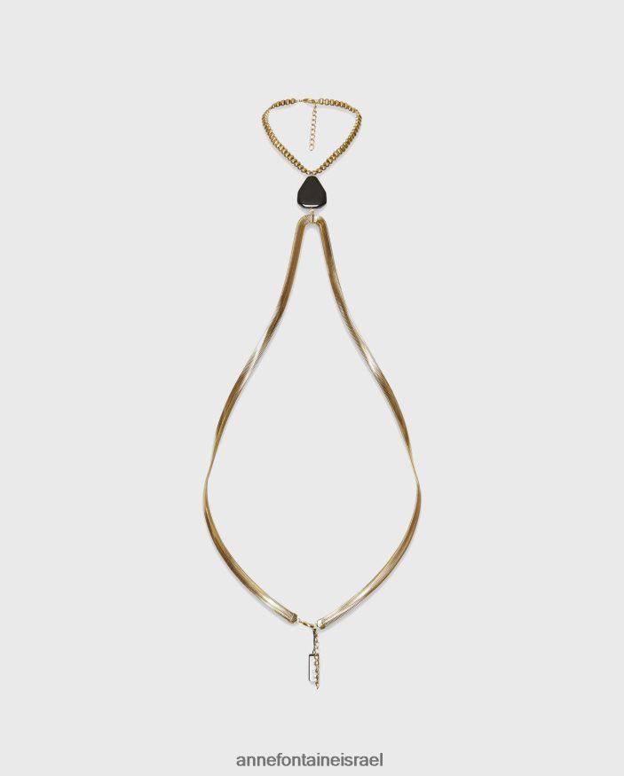 אביזרים Anne Fontaine שרשרת גוף שרשרת של gims עם אבן אגת זהב נשים DL8V8L600