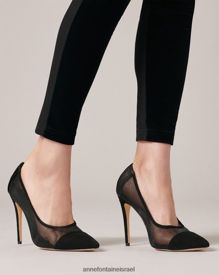 נעליים Anne Fontaine משאבת עקב gisella עם גוף רשת ופרח נשלף שָׁחוֹר נשים DL8V8L48